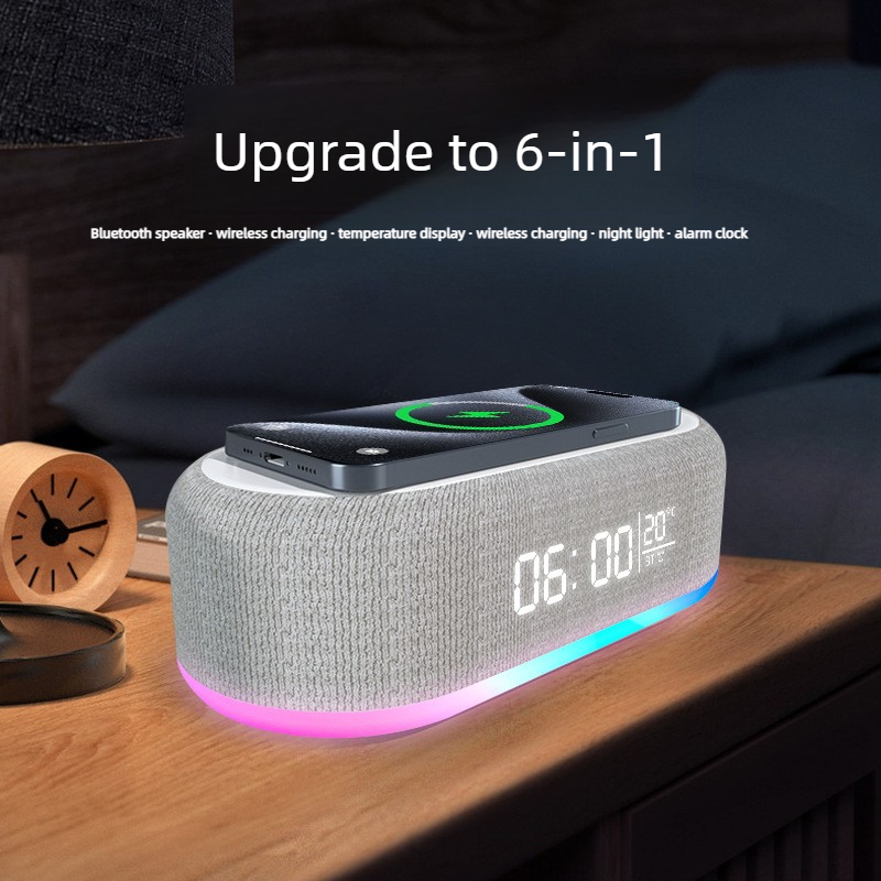 Audio Music Spotify - ลำโพงบลูทูธอัจฉริยะ โคมไฟตั้งโต๊ะสร้างบรรยากาศ ไร้สาย พร้อมที่ชาร์จไร้สาย โคมไฟข้างเตียง ระบบเสียง
