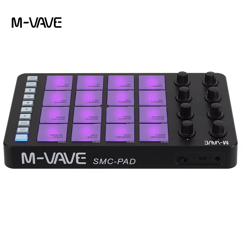 Midi Controller Pad - M-VAVE SMC-PAD MIDI คอนโทรลเลอร์สีดำ 16 เซ็นเซอร์แพด