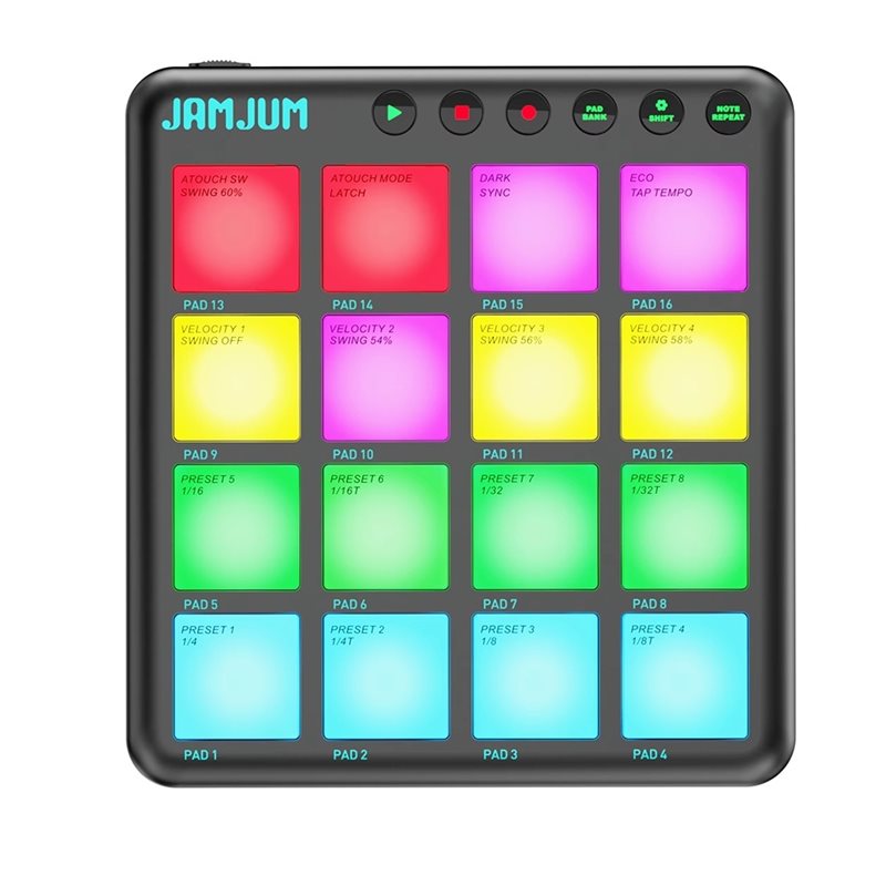 Midi Controller Pad - 【สิ่งจำเป็นสำหรับการเดินทาง】JAMJUM MIDI Controller 16 Key Dynamic