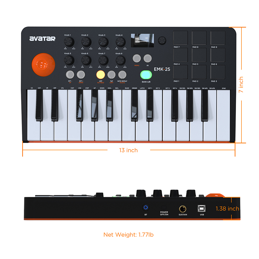 คีย์บอร์ดคอนโทรลเลอร์ MIDI พร้ - Midi Controller Pad บทวิจารณ์และราคา