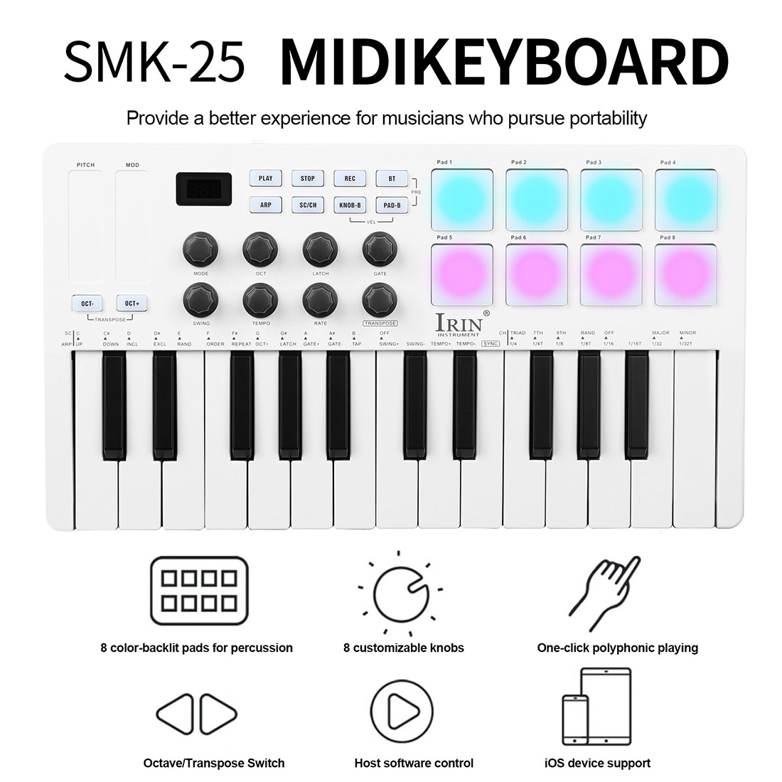 คีย์บอร์ด MIDI แบบพกพา SMK-25  - Midi Controller Pad บทวิจารณ์และราคา