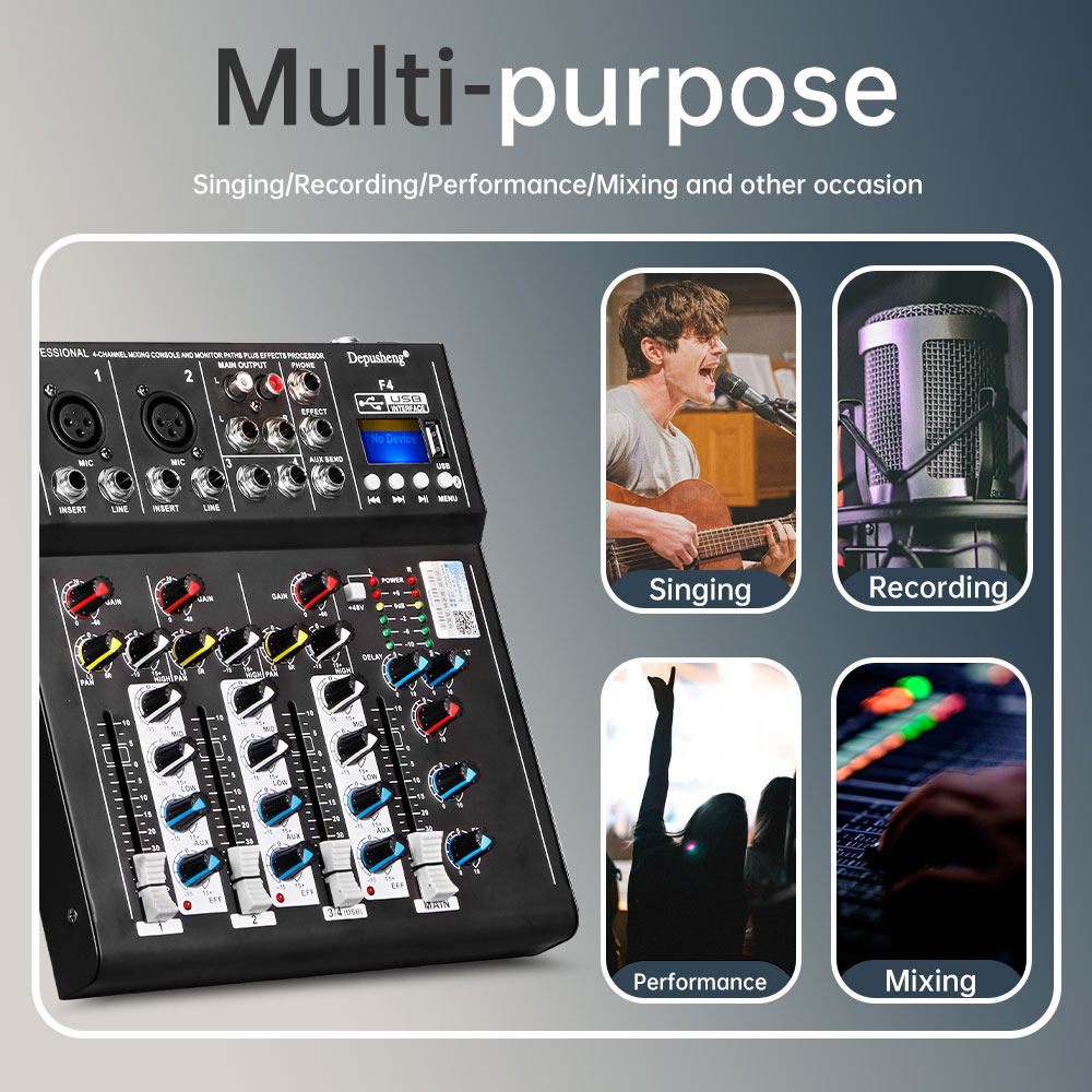 เครื่องผสมเสียง F4 4ช่องสัญญาณ - Audio Music Dj บทวิจารณ์และราคา