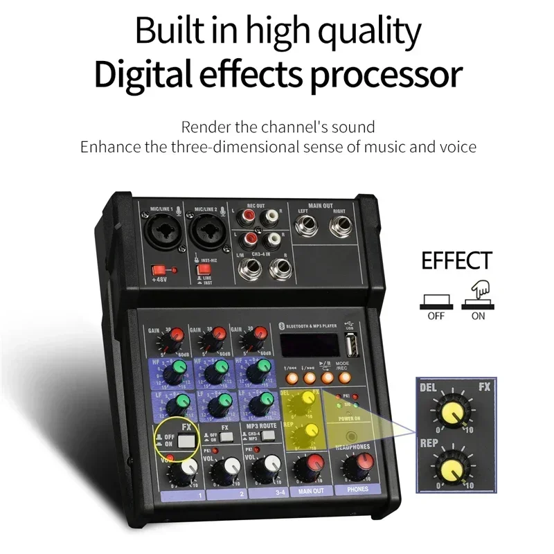 เครื่องผสมเสียง USB 4 ช่องพร้อ - Audio Music Dj บทวิจารณ์และราคา